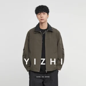 Giacca con risvolto retrò da uomo di moda 2025 Autunno Inverno Nuovo allentato Casual Colore a contrasto Abbigliamento da lavoro Stile Uomo Top e cappotti 1