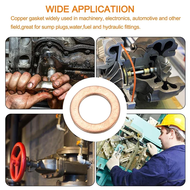 400/300/100PCS Rondella di Rame Guarnizione Dado e Bullone Set di Tenuta Guarnizione Solida Rondella Anello Piatto Guarnizione Assortimento Kit Per Tappi di Coppa 4