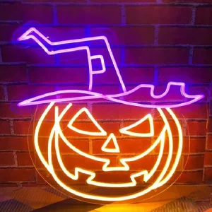 Decorazioni per insegne al Neon di zucca di Halloween segnaletica a Led al Neon per giardino all'aperto e Indoor insegne al Neon decorazioni per pareti regali per feste 1