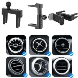 Supporto universale per clip per presa d'aria per auto Testa a sfera da 17 mm per presa d'aria rotonda per auto Supporto per telefono cellulare Staffa GPS per Mercedes Benz 1