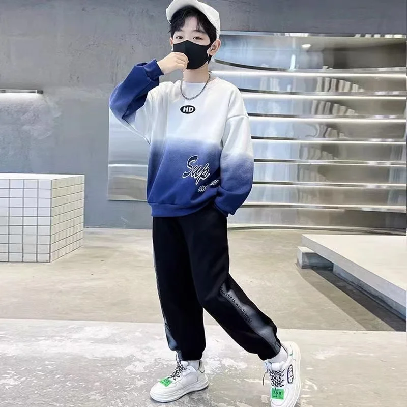 Set di vestiti per bambini autunnali per bambini Felpe con stampa di lettere Pullover Top e pantaloni Pantaloni 2 pezzi Tute per ragazze adolescenti 3