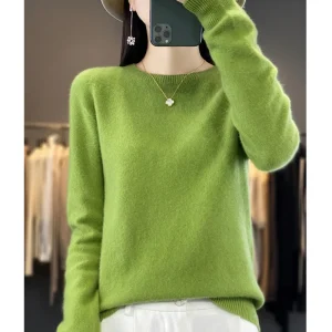 Autunno Inverno 100% maglione di lana merino da donna prima linea senza cuciture colletto semi-alto pullover base casual cashmere maglia top solidi 1