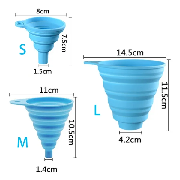 Imbuto pieghevole in Silicone cucina pieghevole collo lungo dispenser Gadget strumento filtro Sorter piccola bottiglia d'acqua trasferimento di olio liquido 3