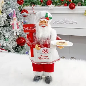 Decorazione della statua di Babbo Natale del chef in piedi di Natale da 12 pollici Decorazione della bambola di Babbo Natale Regalo di Natale Capodanno Decorazione dell'albero di Natale 1