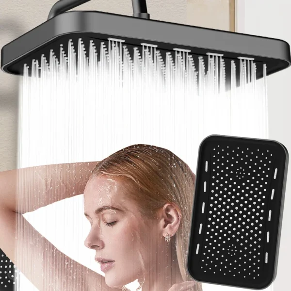 Set soffione doccia grande con getto superiore da 36 cm, quadrato, spesso, anti-intasamento, per bagno, per uso domestico 1