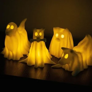 Decorazioni di Halloween illuminate Figurine di cani fantasma drappeggiate, decorazioni di Halloween spettrali per interni, decorazioni fantasma per la casa 1