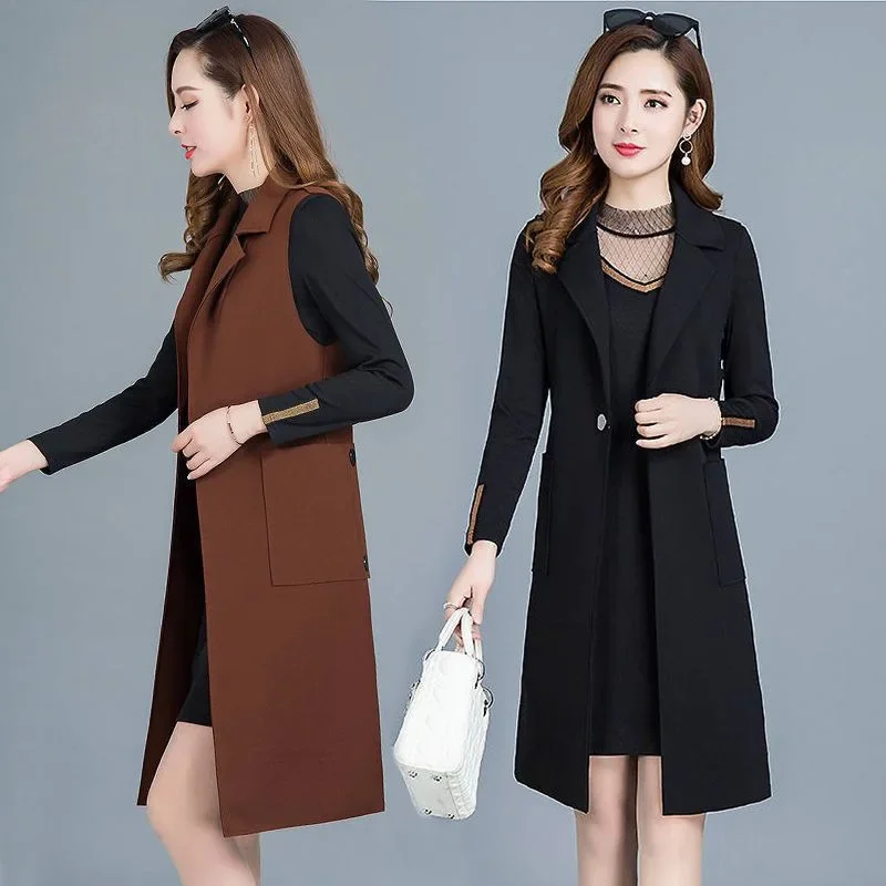 Plus Size Alla moda di media lunghezza Gilet di lana Cardigan Abbigliamento donna 2024 Primavera Autunno Nuovo arrivo Giacca senza maniche Tr... 2