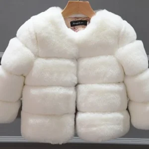 Cappotto di pelliccia per ragazze Giacca in cotone Capispalla Cappotto 2025 Solido caldo addensato più velluto Autunno inverno Adolescente Fuzzy Abbigliamento per bambini 1
