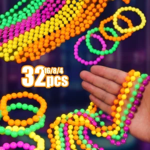 32/4 pezzi collane al neon fluorescenti bracciali bagliore decorazione di compleanno regalo per bambini matrimonio festa di Halloween puntelli per foto luce UV 1