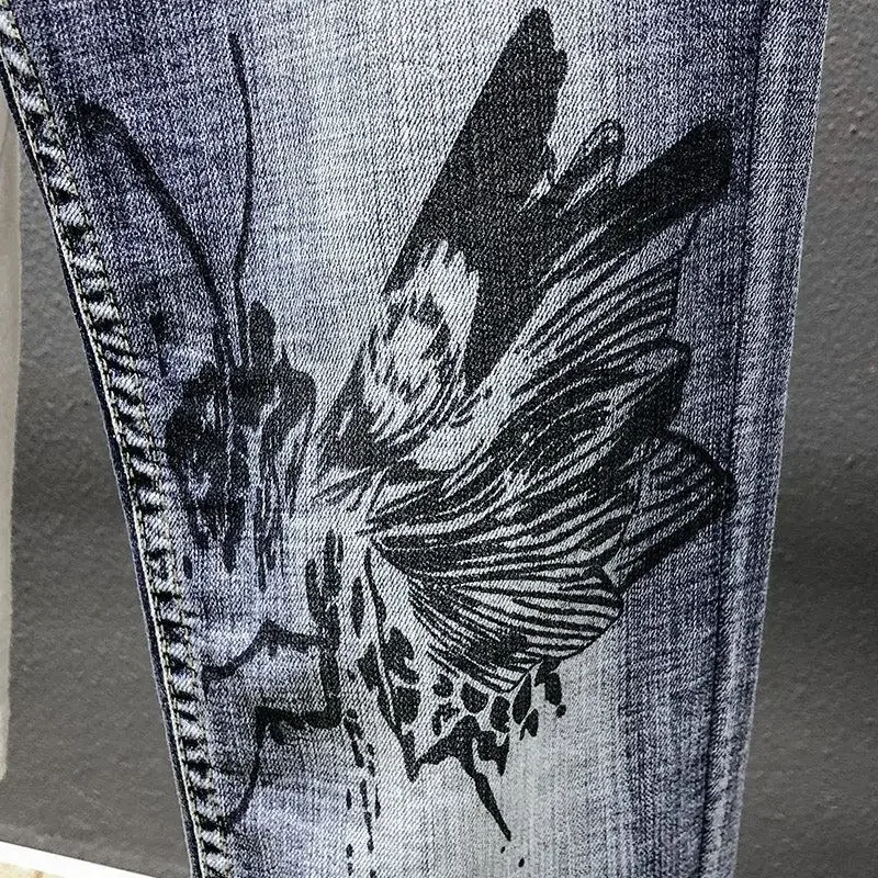 Punk Graphic Hip Hop con Jeans con stampa per uomo Pantaloni Harem Pantaloni da cowboy maschili di alta qualità Allentati 2025 Tendenza Denim invernale Goth 4