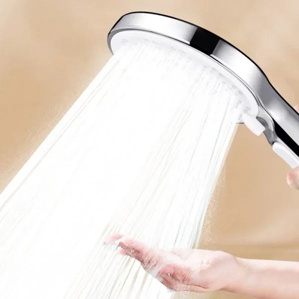 Soffione doccia da bagno con pannello in silicone con arresto dell'acqua a un pulsante per doccia portatile con filtro booster per uscita acqua a 5 funzioni 5