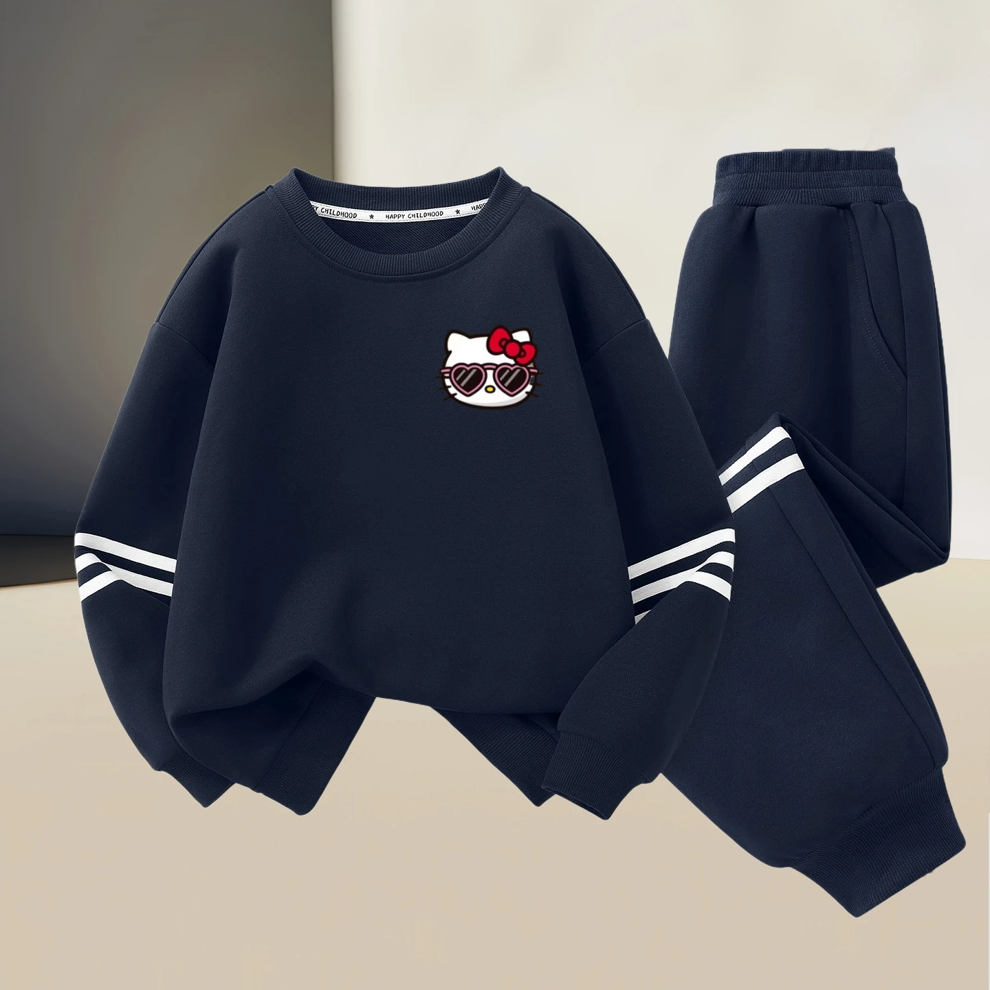 Sanrio Baby Girl Clothes Set Autunno Kid Hello Kitty Felpe stampate Pullover Top e pantaloni 2 pezzi Completo Bambini Ragazzi Tute 3