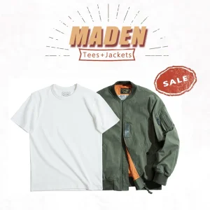 Maden uomo MA-1 volo Bomber giacche e t-shirt Vintage Air Pilot Jacket Green Baseball Suit Coat 2 pezzi top 1