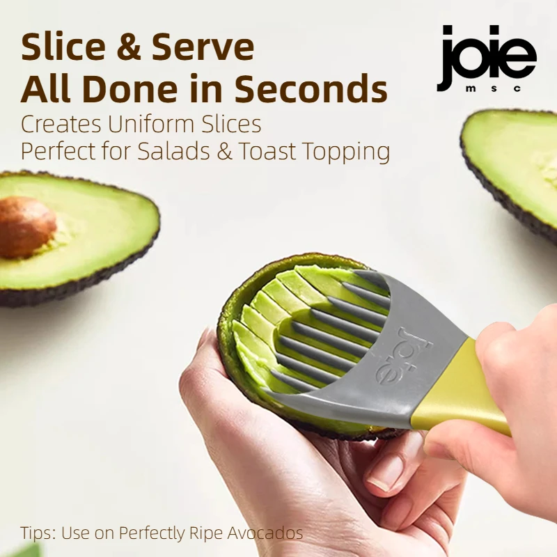 Joie Avocado Strumento 3 in 1 Avocado Affettatrice Corer Burro Frutta Pelapatate Taglierina Separatore di polpa Coltello di plastica Utensile da cucina 4