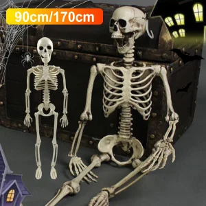 90 cm/170 cm Scheletro di forma umana di Halloween, scheletro posabile Forma umana Ossa Halloween Herror Decor Casa stregata Puntelli horror 1