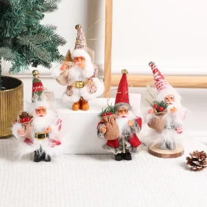 Decorazione per la festa di Natale Ciondolo per bambola di Babbo Natale in peluche di cartone animato Ciondolo per albero di Natale Ciondolo di Babbo Natale da sci a slitta in peluche 1