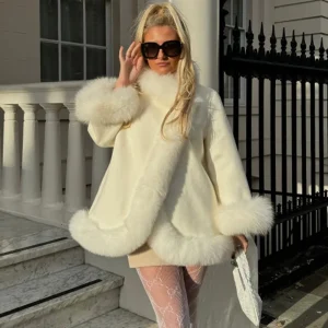 Tuularose Elegante Pelliccia Cappotti di Lana Donna Solido Colletto rovesciato Maniche Lunghe Giacca in Peluche Autunno Inverno Addensare Capispalla Caldi Lady 1