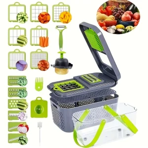 Set da 22 pezzi Chopper manuale multifunzionale Accessori da cucina per la casa Taglierina Affettatrice Cipolla Dicer Taglierina per patate e verdure 1