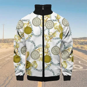 Giacca da Baseball con catena di lusso con stampa 3D abbigliamento da uomo Pullover giacche da pilota di volo Streetwear cappotto con colletto con risvolto con cerniera top Unisex 1