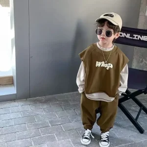 1-5Yrs Boy Set Outfit primavera neonata Kid Clothes Set bambini sport gilet + t Shirt e pantaloni 3 pezzi tuta in cotone 1