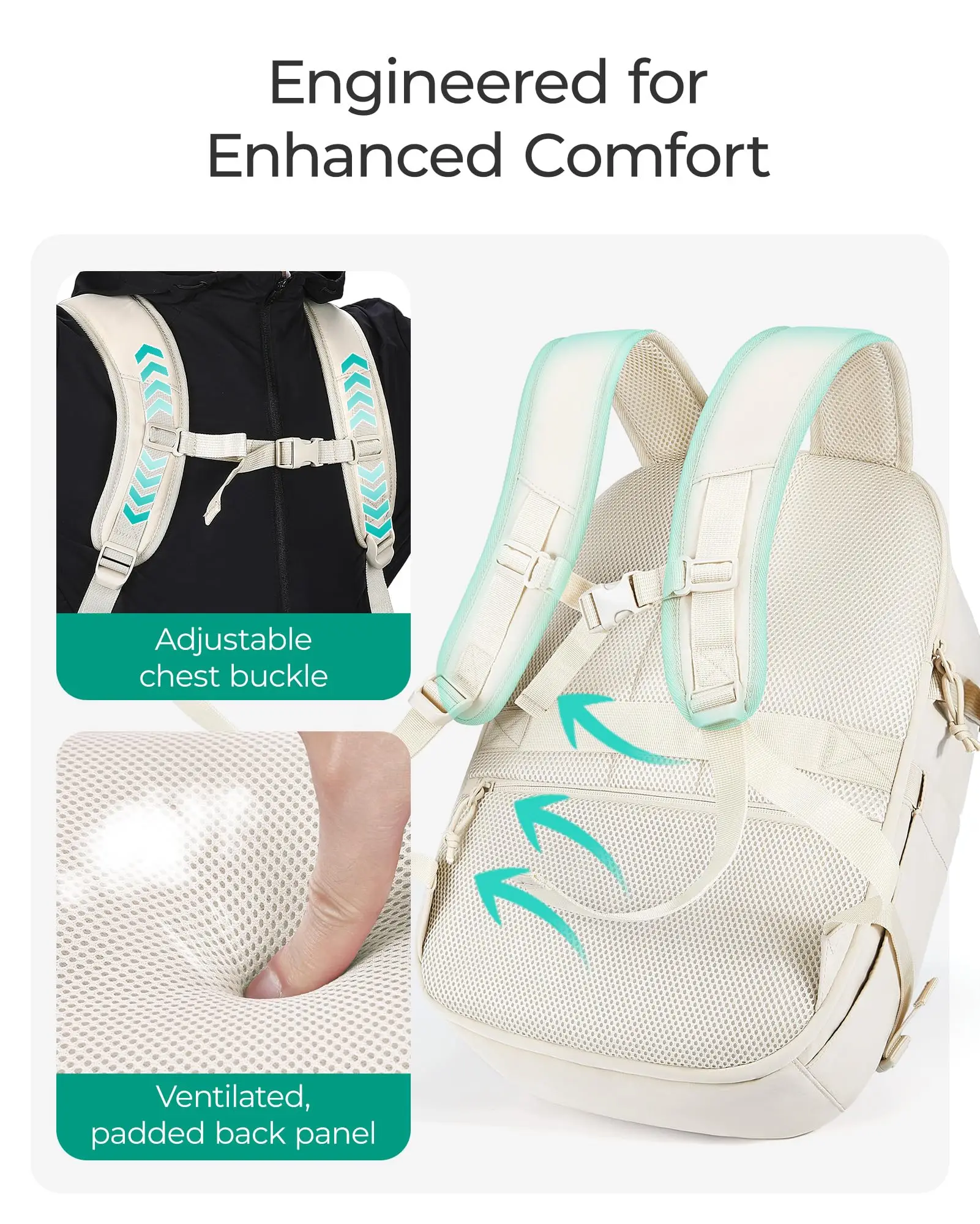 BAGSMART Zaino da viaggio per donna 30L Borsa da viaggio TSA approvata per il volo Zaino da viaggio resistente all'acqua Zaino da uomo 6