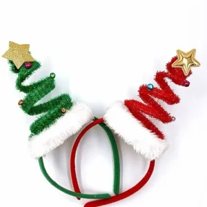 2025 Primavera Natale Fascia Soffici campanelle di peluche Albero di Natale Cerchio per capelli Fermaglio per capelli Cappello di Babbo Natale Copricapo per bambini Noel Forniture 1