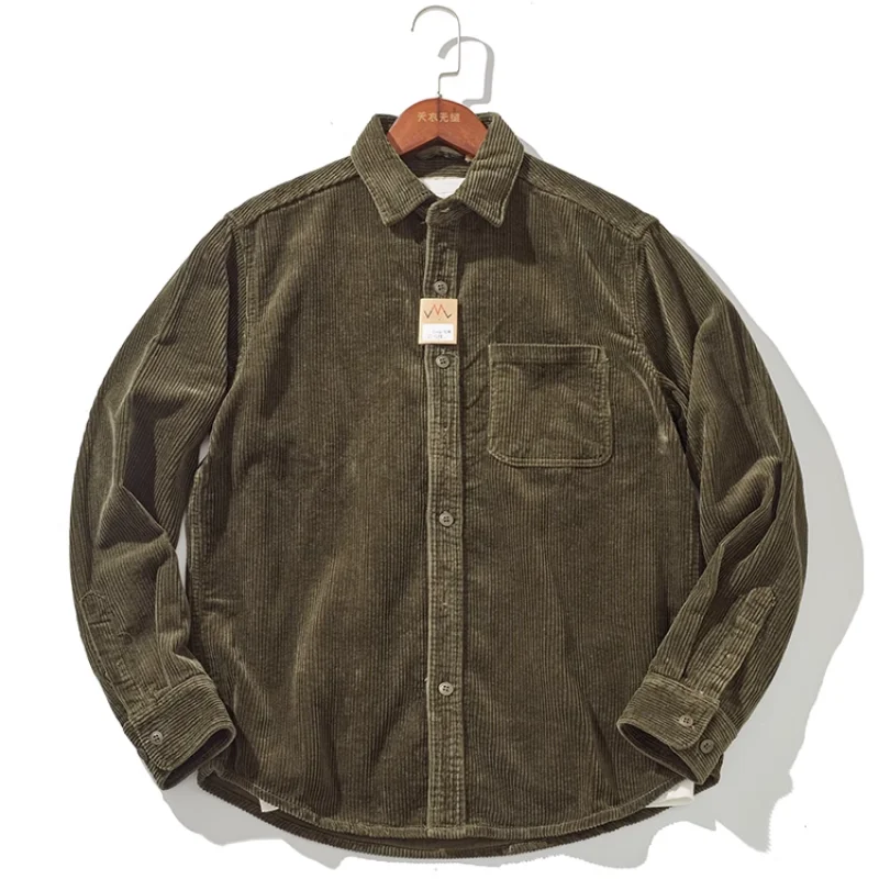 Elegante giacca da uomo in velluto a coste spesso dal design vintage per l'autunno e l'inverno 3