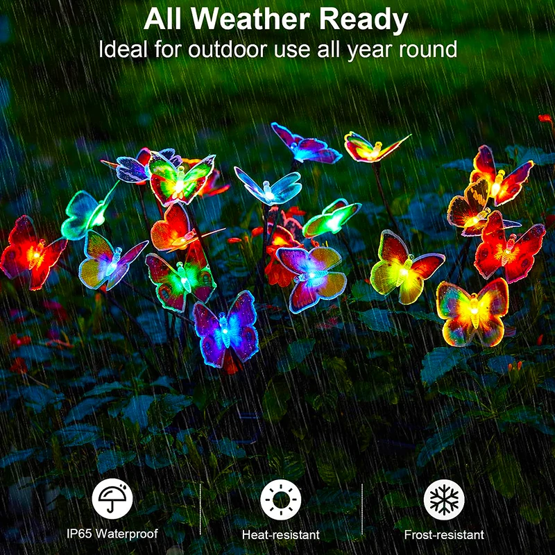 Luci solari Outdoor Waterproof Garden Decor 6LED Butterfly Pathway Lights per Patio Yard Lawn Decor Lamp 4