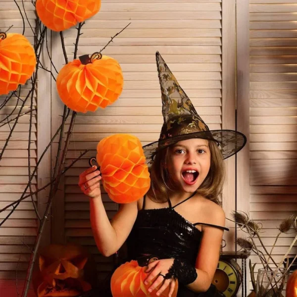 1/3 pezzi centrotavola di zucca a nido d'ape di zucca di carta decorazione da appendere per forniture per feste di festival autunnali di Halloween/Ranksgiving 1