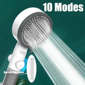 Soffione doccia filtrato a risparmio idrico ad alta pressione da 10 spruzzi Soffione doccia portatile Resistenza alla caduta Ugello doccia da bagno bianco nero 1