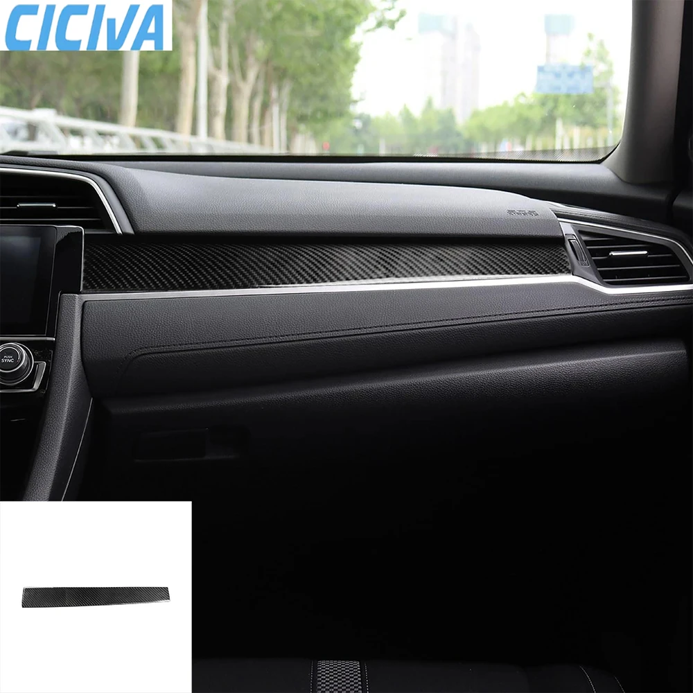 Per Honda Civic 10th Gen 2016-2019 Console centrale in fibra di carbonio Portaoggetti Pannello Accessori interni per auto Adesivi per tuning di copertura 1