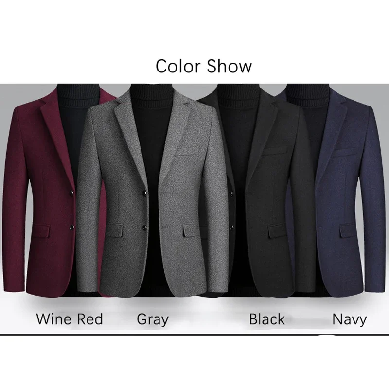 BROWON Brand Business Casual Blazer di lana da uomo 2025 Autunno e inverno Nuovi uomini solidi Blazer Regular Fit Blazer a maniche lunghe da uomo 4