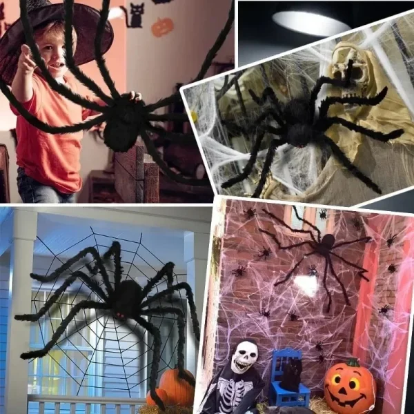1/3 pezzi gigante ragno di peluche nero decorazioni di Halloween all'aperto spaventosi grandi ragni festa di Halloween bar casa stregata oggetti di scena horror 3