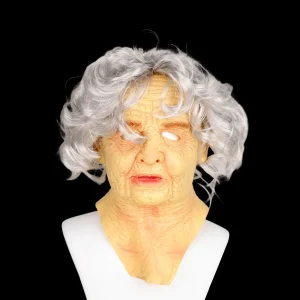 Maschera per vecchia donna Halloween maschera per il viso antirughe maschera per Cosplay in lattice puntelli per feste 1