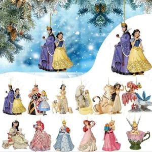 Decorazioni per l'albero di Natale della principessa Disney Alice Biancaneve Sirena Decorazione per feste di compleanno Forniture per decorazioni in acrilico 2D 1