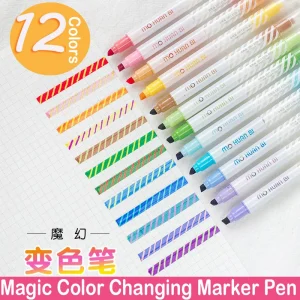 6/12 PCS Doppia Testa Cambia Colore Penna Marcatura Pennarello Fluorescente Mano Ledger Pen Set per Studenti Materiale Scolastico di Cancelleria 1