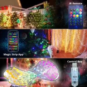 Stringa di luce fata programmabile, luce decorativa domestica USB, app Bluetooth e telecomando, stringa di luce intelligente 5V, WS2812 RGB C 1