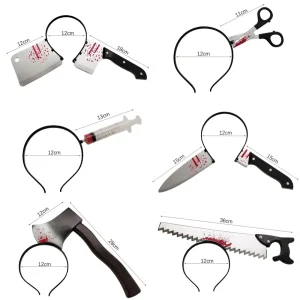 Cerchietto per capelli di Halloween Sangue horror Sega ascia finta Coltello Fascia gotica Festa di Halloween Masquerade Cosplay Prop Accessori per decorazioni 1