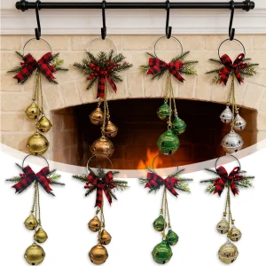 Grande campana dorata da appendere, elegante albero di Natale lucido e decorazione per porta per centrotavola da tavolo di casa, regalo di festa per la famiglia 1