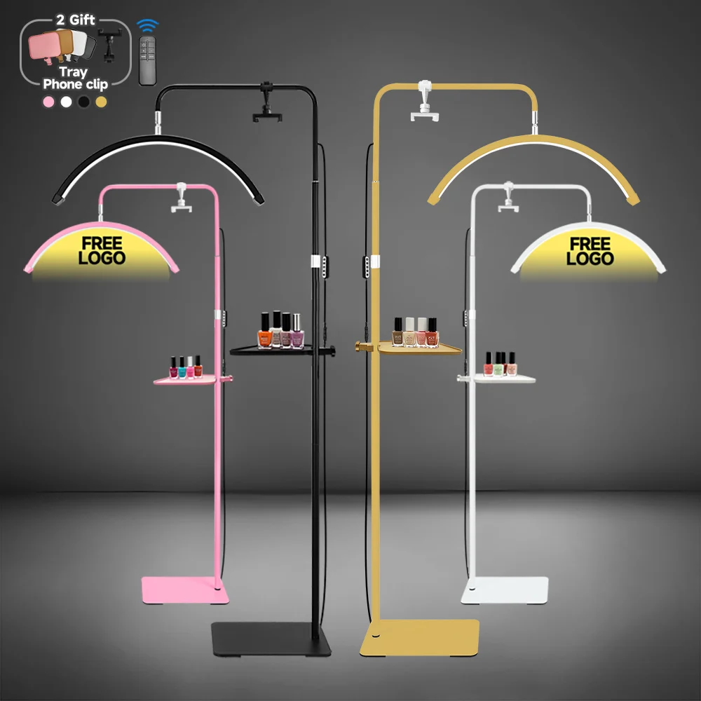 2025 telecomando 23 pollici 45W nuova lampada lunare da pavimento led mezza luna anello di luce con strass salone di luce per ciglia trucco tatuaggio 1