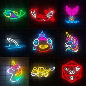 Insegna al neon Koi Fish per decorazione da parete, insegne luminose al neon con unicorno per sala giochi, insegna illuminata a LED per giocatori per la decorazione della casa del bar della camera da letto 1