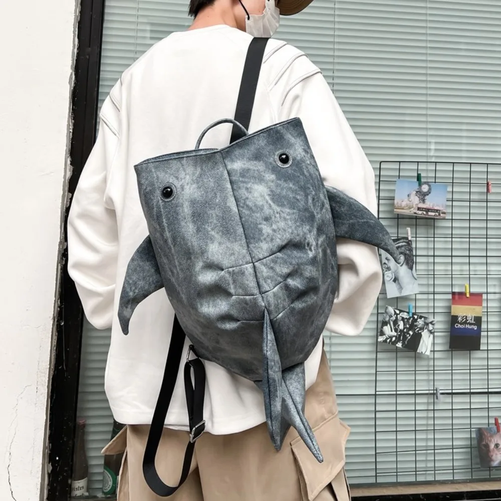 Zaino a forma di squalo balena animale di grande capacità zaino a forma di squalo con cerniera Oxford in tessuto alla moda zaino impermeabile per studenti universitari 4