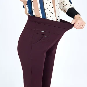 2025 S-6XLNew autunno inverno Plus Size Pantaloni da donna Moda Tinta unita Skinny Pantaloni elastici a vita alta Fit Lady Pantaloni a matita 1