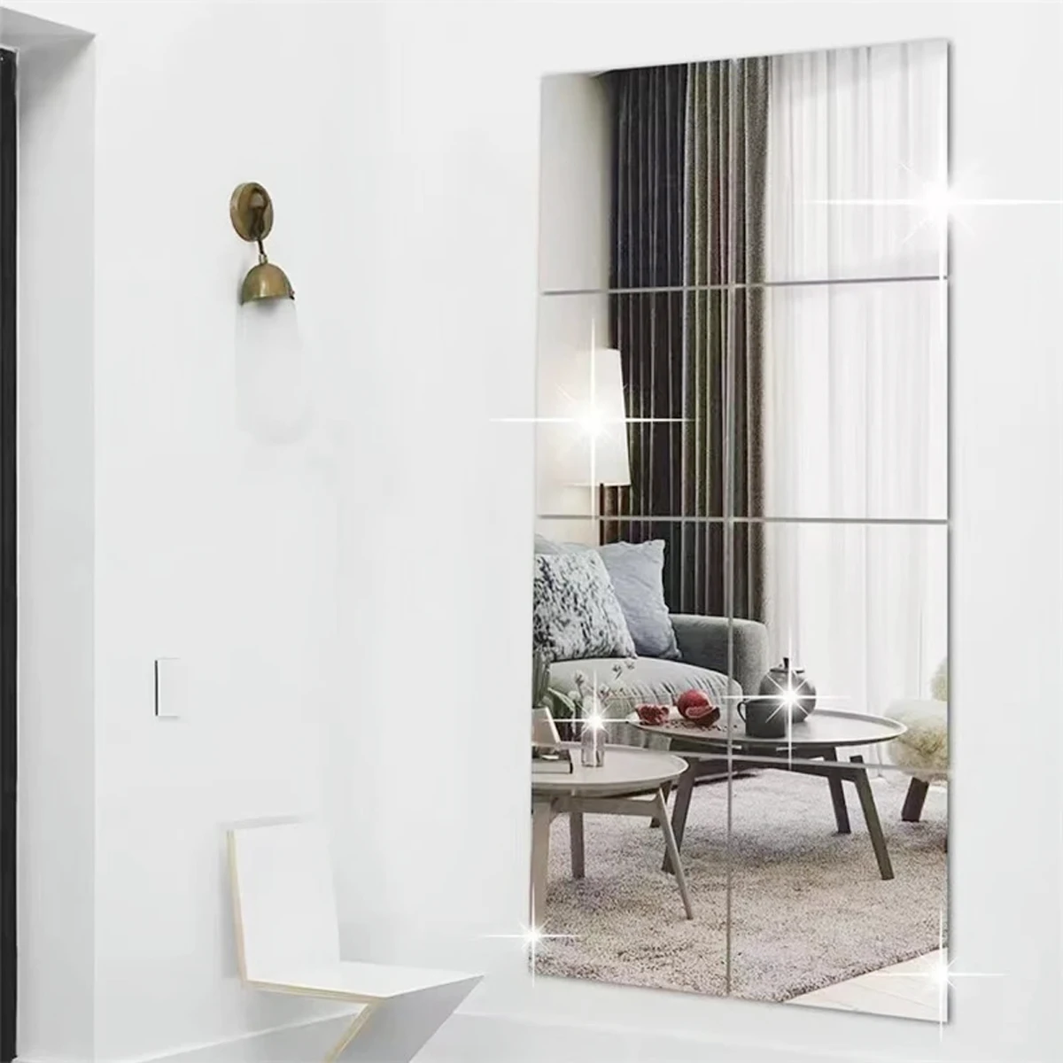 Adesivo da parete autoadesivo per specchio 3D Adesivo quadrato fai da te Adesivi per decorazioni per specchio 8 pezzi Decorazione da parete artistica Decorazioni per la casa 1