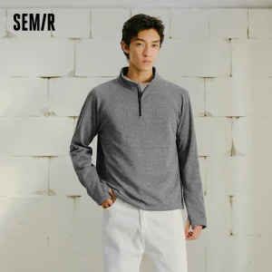 Semir T-shirt a maniche lunghe da uomo Assorbimento dell'umidità Quick Dry Sport all'aria aperta Collo semi-alto in pile 2025 Inverno Nuovi vestiti da uomo 1