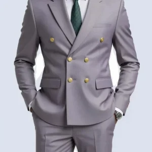 Abito doppio petto grigio chiaro da uomo, matrimonio, ballo di fine anno, affari, sposo, smoking, abito da sposa (giacca + pantaloni) 1
