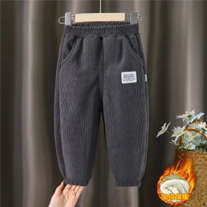 Pantaloni caldi per ragazzi invernali Pantaloni grandi per bambini spessi più velluto Pantaloni lunghi in cotone imbottito per bambini Pantaloni sportivi casual autunnali 2-12 anni 1