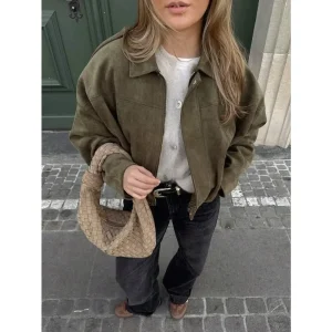 Giacca in pelle scamosciata taglie forti 2025: cappotto vintage di alta qualità con cerniera in metallo e High-Street per capispalla retrò autunno inverno 1