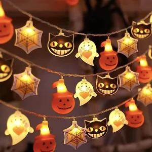 Luci a LED con stringa fantasma pipistrello zucca Atmosfera horror di Halloween Lampada decorativa a sospensione per bambini Decorazione domestica per feste di Halloween 1