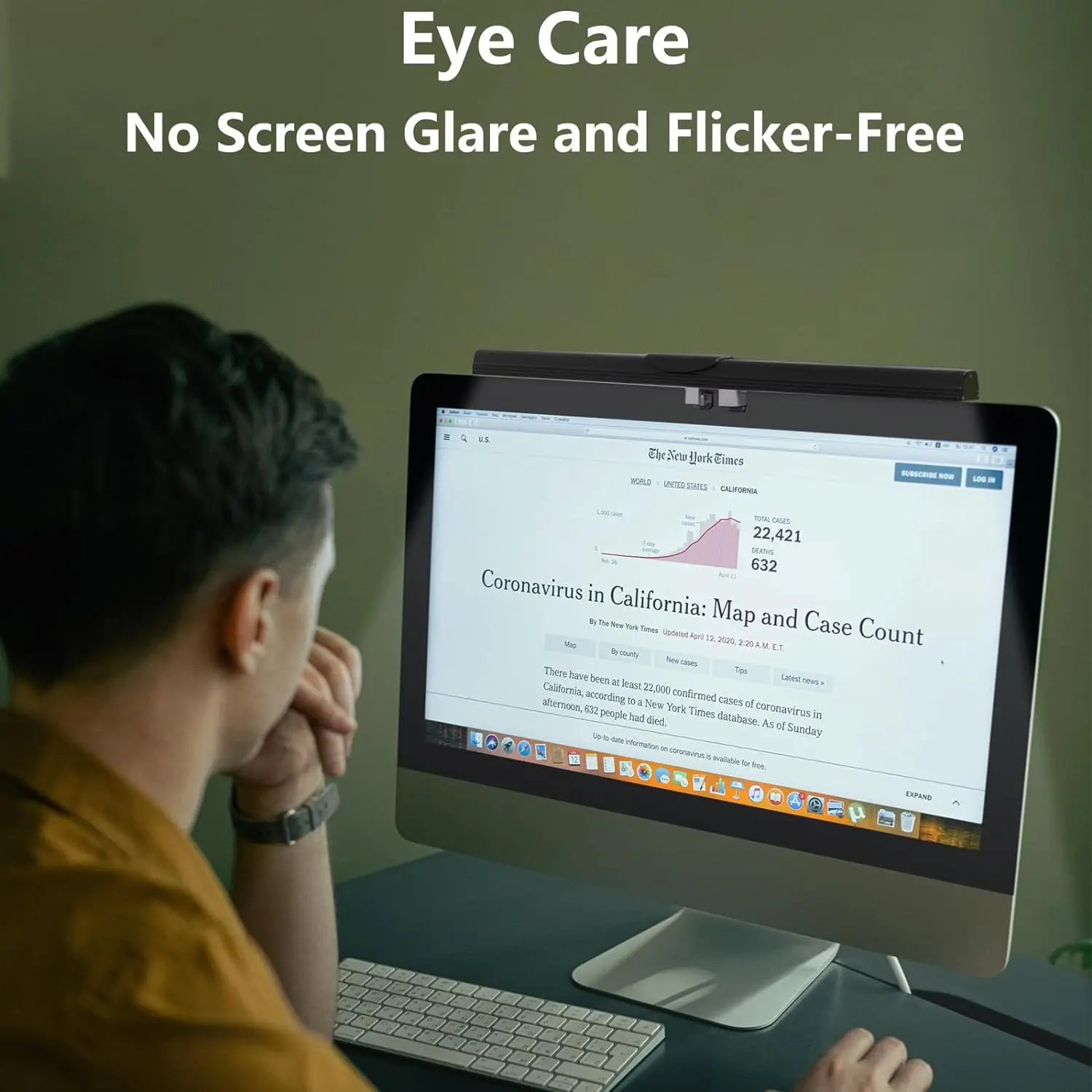 Lampada da scrivania Eye-Care 30C/50cm LED Computer PC Monitor Schermo Barra luminosa Dimmerazione continua Lettura Lampada da tavolo sospesa alimentata tramite USB 6